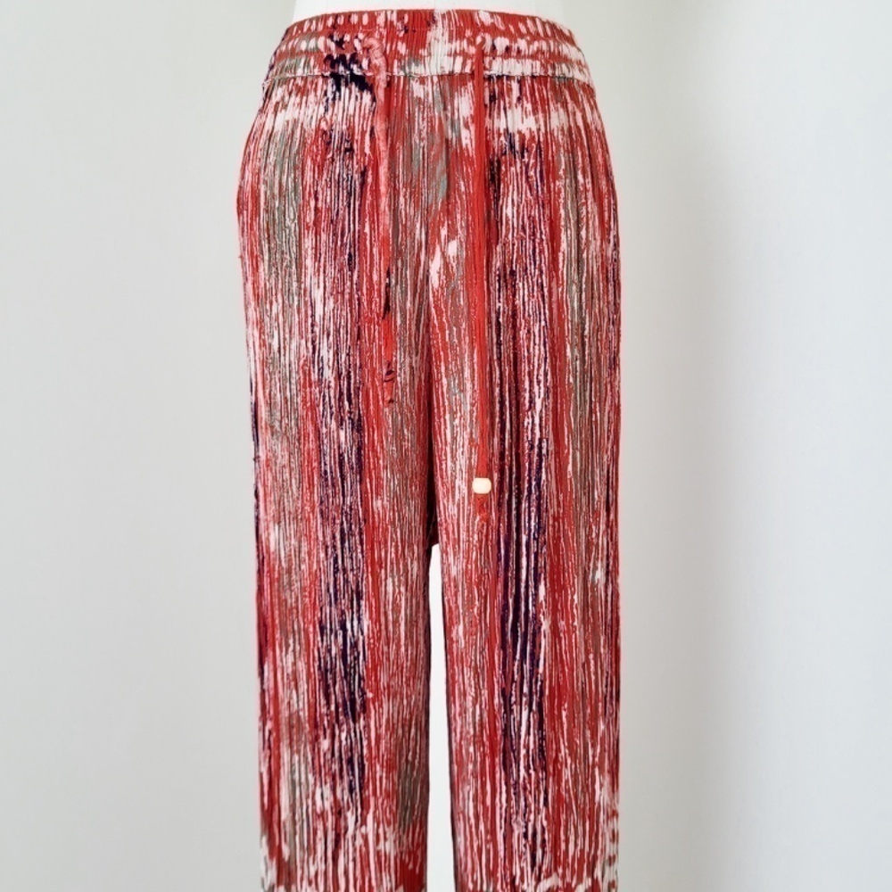 Rayon Abstract Lounge Pants High Rise Flare Bell Bottom Festival Comfy - Picture 4 of 11
